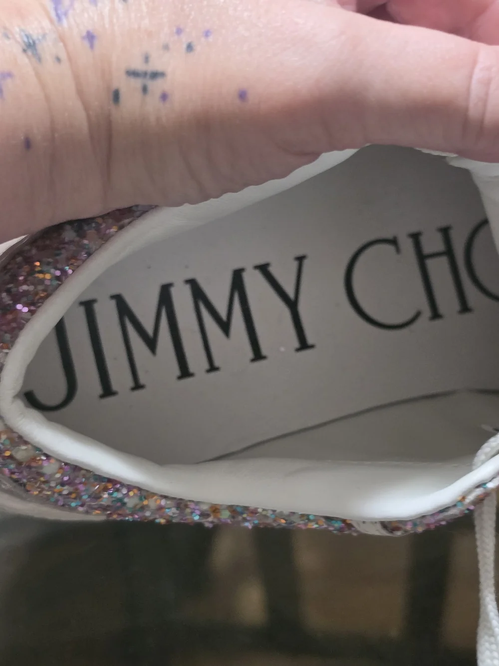 Jimmy Choo Glitter Low-Top Sneakers in Pink, Purple and Cream